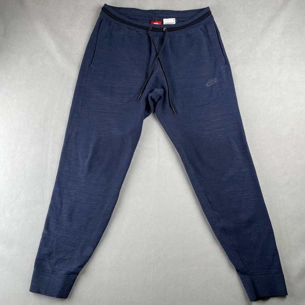 Nike Tech Knit Joggers Obsidian Blue Athletic Comfy Pants Distressed Mens M 2016